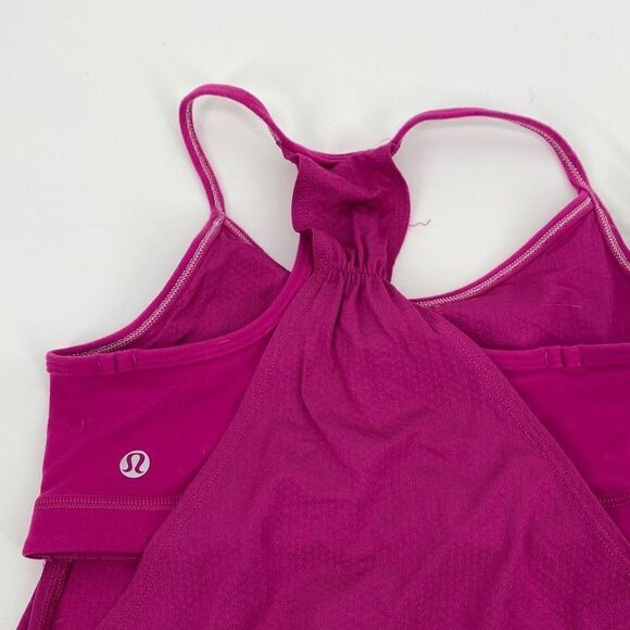 LULULEMON No Limits Athletic Tank With Built in Bra Elastic Waistband‎ pink 4 - Picture 3 of 10